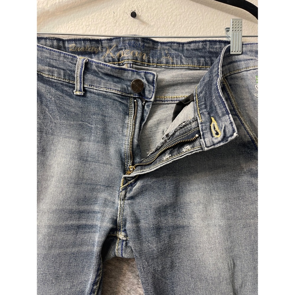 Kozan Medium Wash Straight Leg Jeans Distressed Streetwear Patches Blue 31x31 - Picture 13 of 16